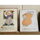 Mabel Lucie Attwell - two whimsical cardboard prints, unframed