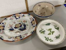 Large Ashworth Bros iron stone meat plate together with a Villeroy & Boch serving dish and a