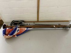 Mixed Lot: Small Union Jack boat flag and two shooting sticks