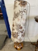 Retro West German pottery floor lamp with large floral shade