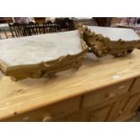 Pair of modern marble topped wall brackets, 64cm wide