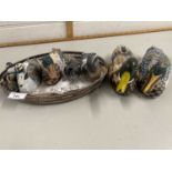 Mixed Lot: Various model ducks and a silver plated tray