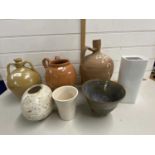 A collection of various pottery wares to include Studio Pottery vase by John Booth
