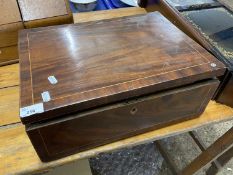 19th Century mahogany rectangular box with fitted interior