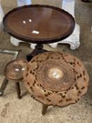 Mixed Lot: Small reproduction mahogany veneered wine tableand a small Indian hardwood occasional