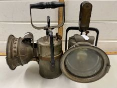 Pair of vintage hand held paraffin lamps - railway - by The Premier Lamp Co, Leeds