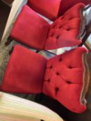 Pair of red button upholstered side chairs