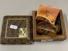 Mixed Lot: A small tortoiseshell mounted box, various costume jewellery, collar studs etc