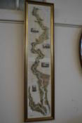 Tombleson's Panoramic map of the Thames and Medway, framed and glazed, approx 122cm hig