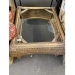 Rectangular glass topped wicker conservatory table