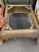 Rectangular glass topped wicker conservatory table