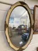 Cream and gilt crackle glazed framed over wall mirror