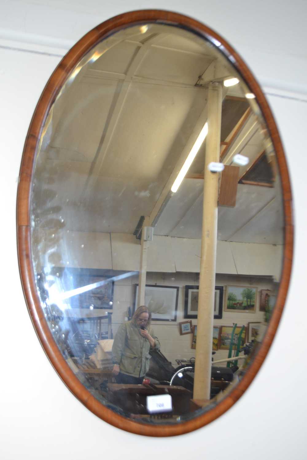 Wooden framed oval wall mirror