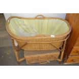 Moses basket on stand with wicker hamper (2)