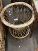 Round glass topped bamboo conservatory table