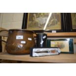 Mixed Lot: Copper double handled pot, candle and other assorted items