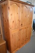 Triple front pine wardrobe