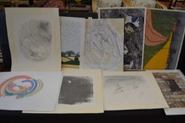 Folder of assorted loose abstract prints, all unframed