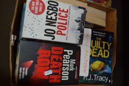 One box of crime fiction books