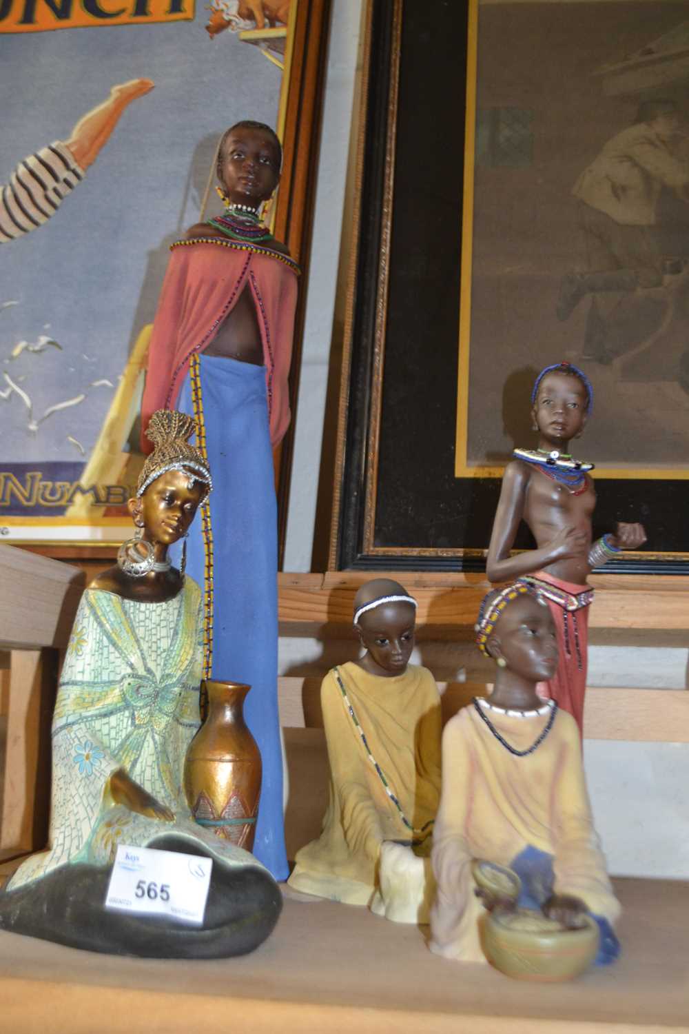 Collection of modern resin figures of African tribes people