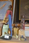 Collection of modern resin figures of African tribes people