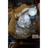One box of house clearance china and glass ware