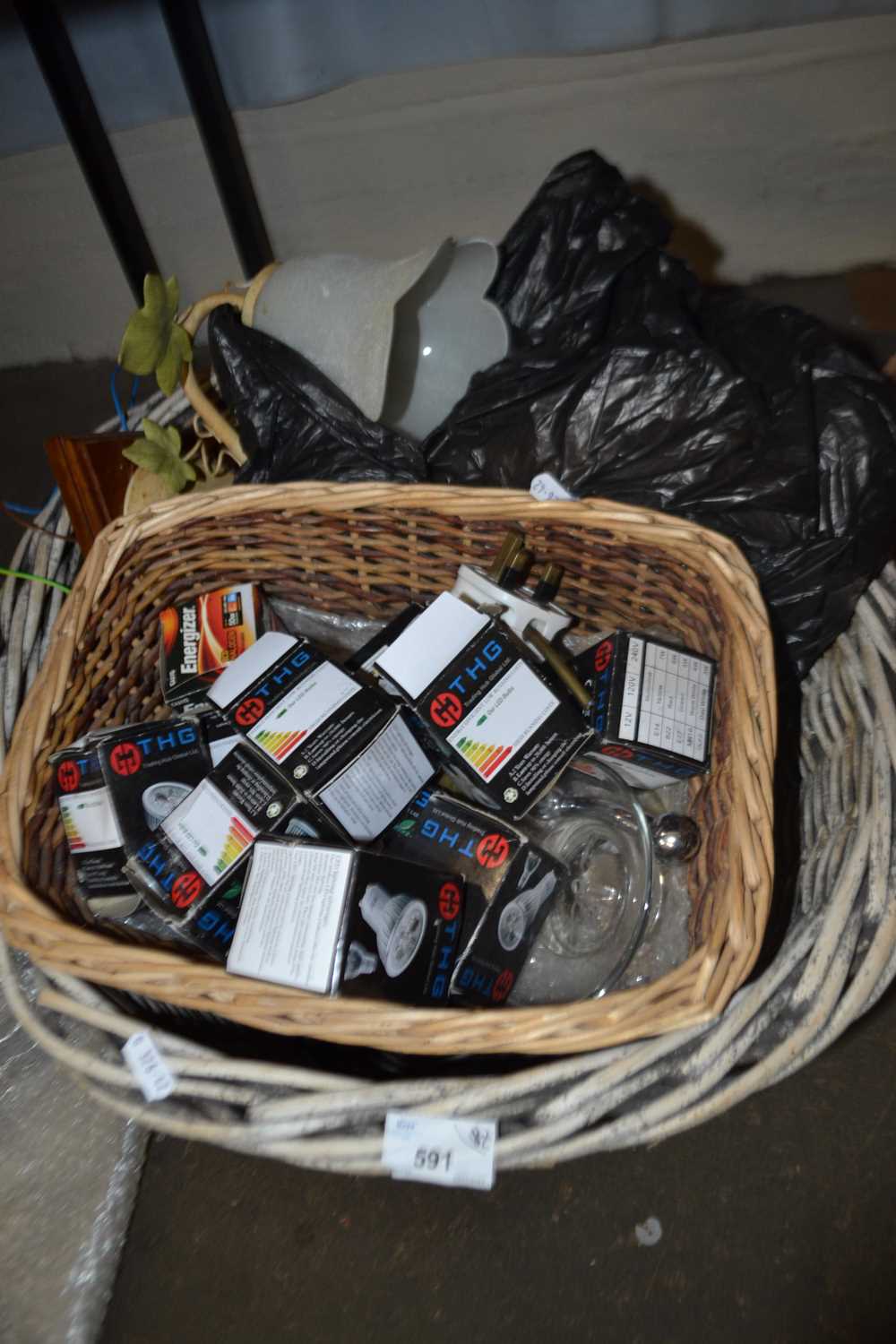 Basket of various household sundries