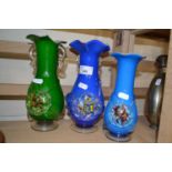 Three continental glass vases