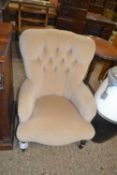 Late 19th or early 20th Century button upholstered armchair