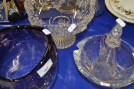 Mixed Lot: Two Art Glass bowls, a further pedestal fruit bowl and a salad dressing bottle