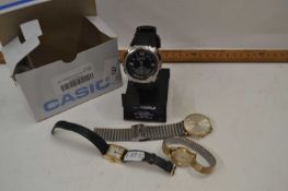 Mixed Lot: A Casio gents wristwatch together with three varaious others