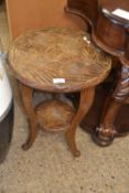 Carved soft wood two tier occasional table