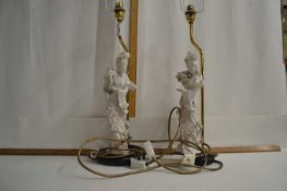 Pair of reproduction Chinese white porcelain figural table lamps