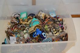 Large box of assorted costume jewellery