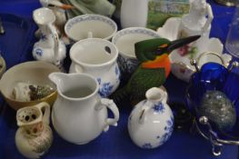 Tray of various ceramics to include Royal Doulton figurine, various bird ornaments, tea wares etc