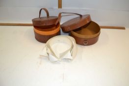 Two leather collar boxes and contents