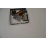 Box of mixed items to include vesta case, small silver mounted toothbrush etc