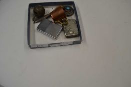 Box of mixed items to include vesta case, small silver mounted toothbrush etc