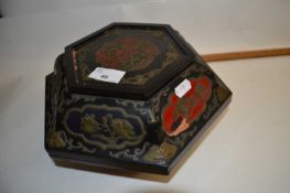 20th Century Oriental hexagonal painted box with floral decoration