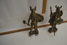 Pair of heavy brass models of Vikings