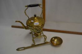 Brass spirit kettle and a brass ladle