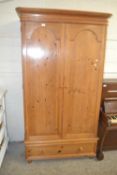 Modern pine double door wardrobe, 110cm wide