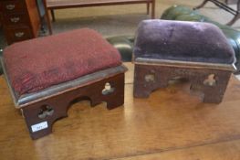Pair of small upholstered stools or prayer kneelers, 30cm wide