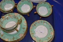 Quantity of Royal Crown Derby vine pattern soup bowls with saucers and side plates