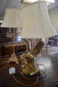 Table lamp with brass eagle base
