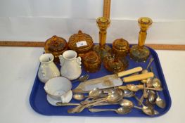Mixed Lot: Various dressing table glass wares, assorted cutlery etc