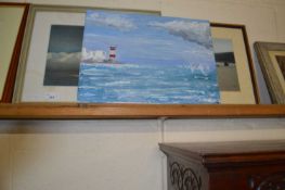 Top McKenzie, coloured print The Isle of Rhum together with a contemporary oil on canvas study of