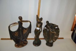 Three modern bronzed resin figures of dancers