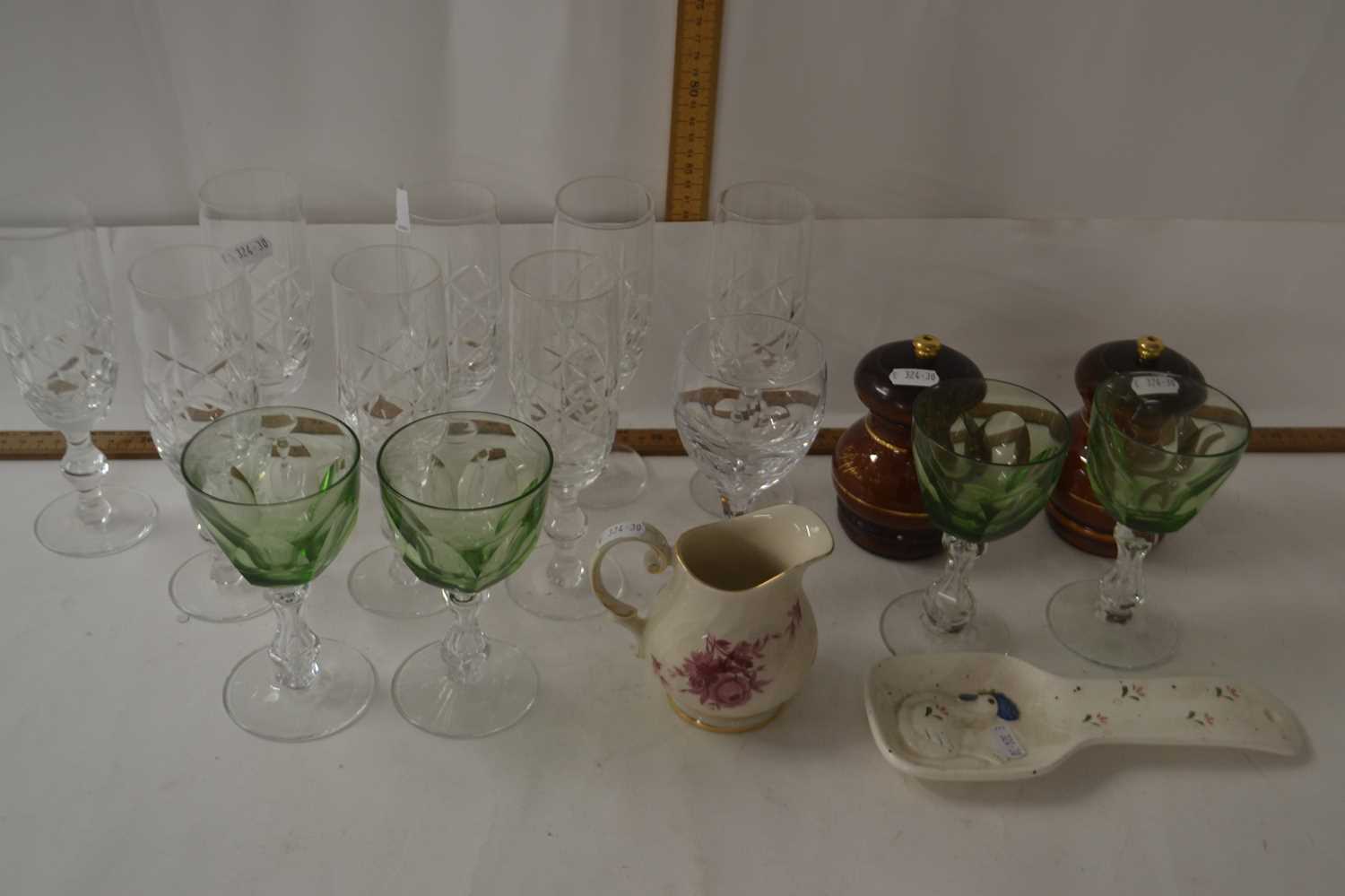 Mixed Lot: Various drinking glasses, salt and pepper mills etc