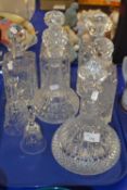 Mixed Lot: Modern decanters and glass bells